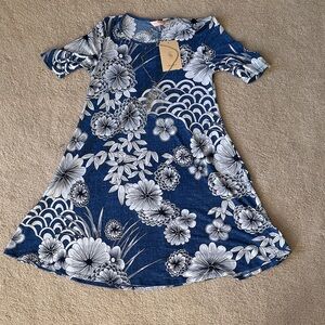 Floral Blue and White Womens Dress